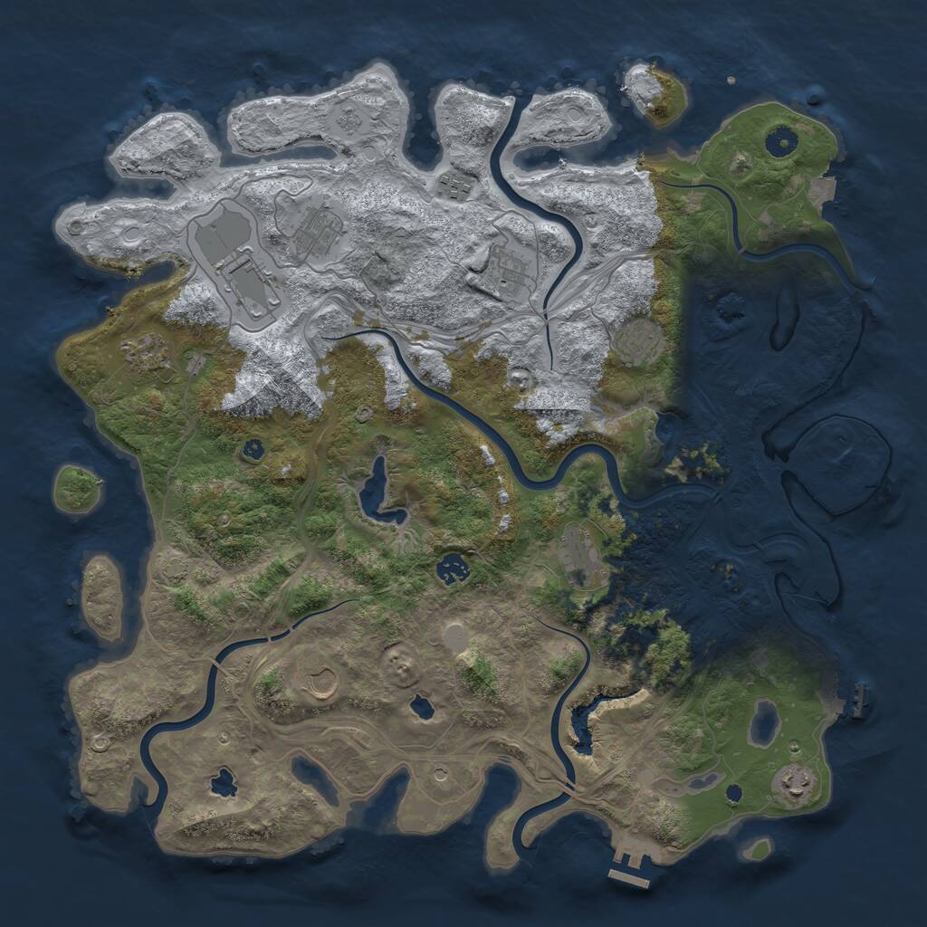 Rust Map: Procedural Map, Size: 4500, Seed: 93918791, 16 Monuments
