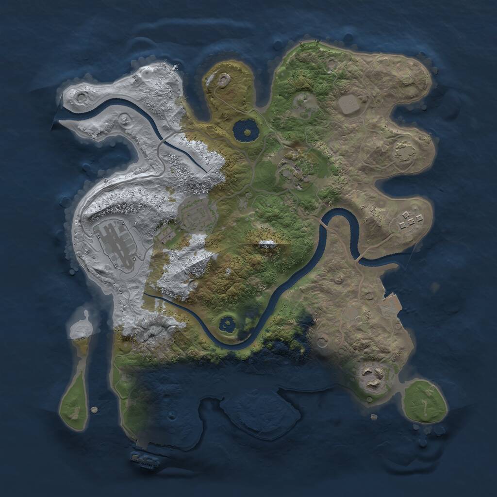 Rust Map: Procedural Map, Size: 3000, Seed: 32354, 9 Monuments