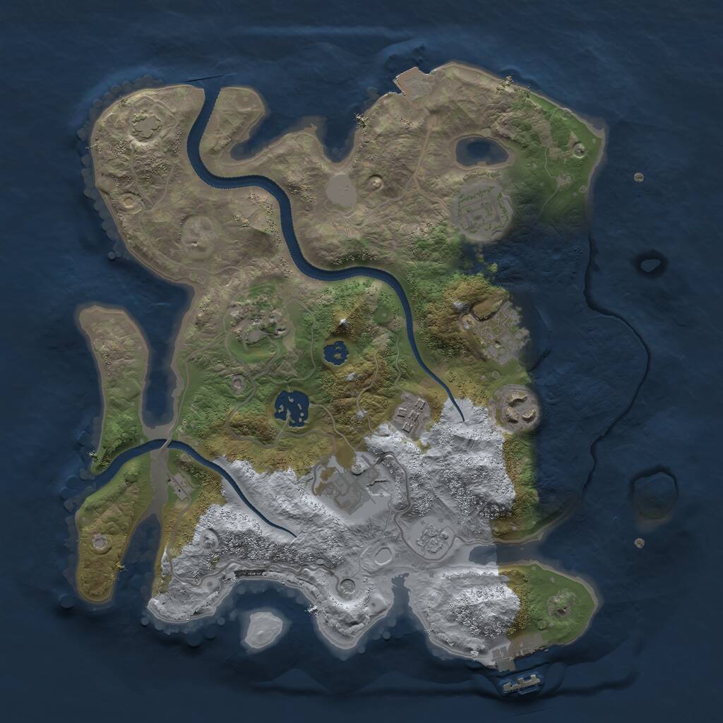 Rust Map: Procedural Map, Size: 3000, Seed: 726453, 12 Monuments