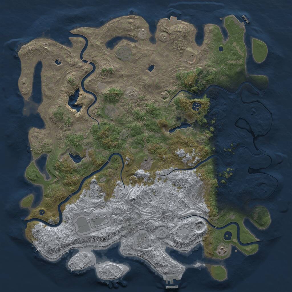 Rust Map: Procedural Map, Size: 4999, Seed: 60001, 17 Monuments