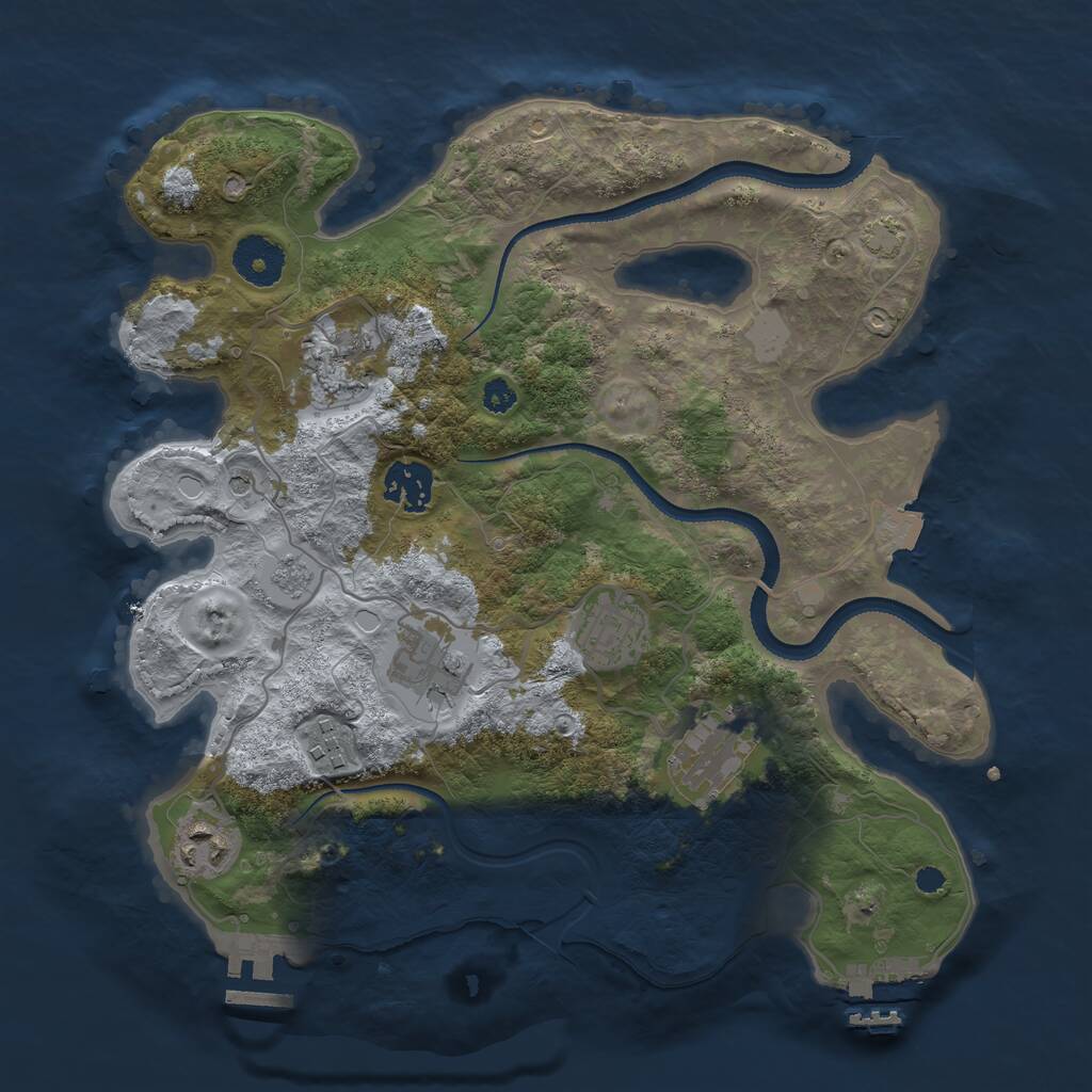Rust Map: Procedural Map, Size: 3250, Seed: 964628239, 13 Monuments