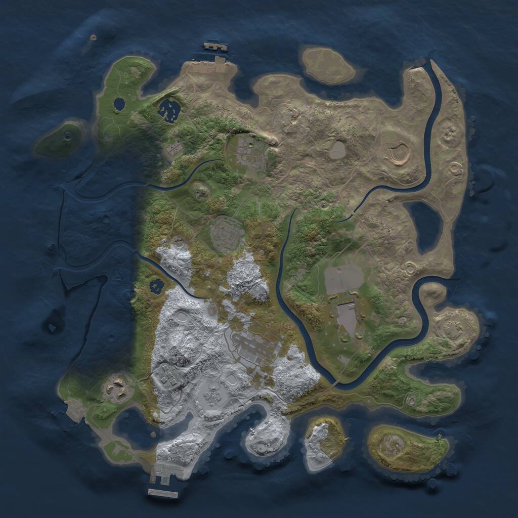 Rust Map: Procedural Map, Size: 3500, Seed: 1072145836, 14 Monuments