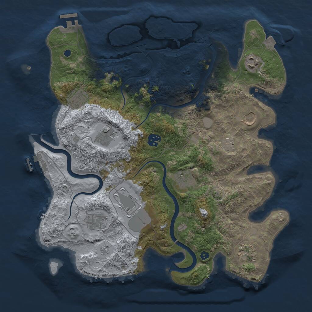 Rust Map: Procedural Map, Size: 3600, Seed: 1900558909, 16 Monuments