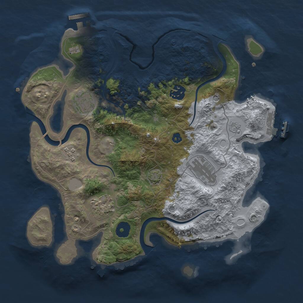 Rust Map: Procedural Map, Size: 3000, Seed: 1047395, 11 Monuments