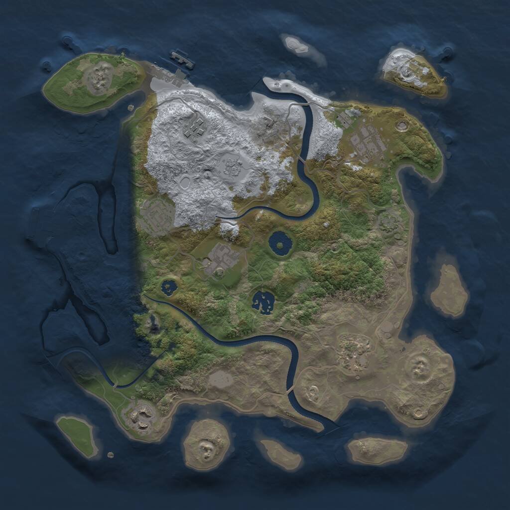 Rust Map: Procedural Map, Size: 3300, Seed: 1248267876, 12 Monuments