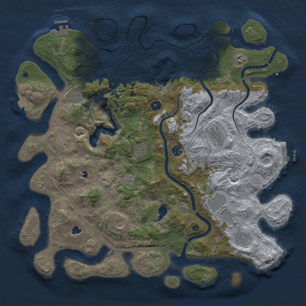 Rust Map: Procedural Map, Size: 4500, Seed: 1354903115, 16 Monuments
