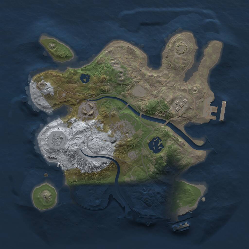 Rust Map: Procedural Map, Size: 2500, Seed: 808729013, 9 Monuments