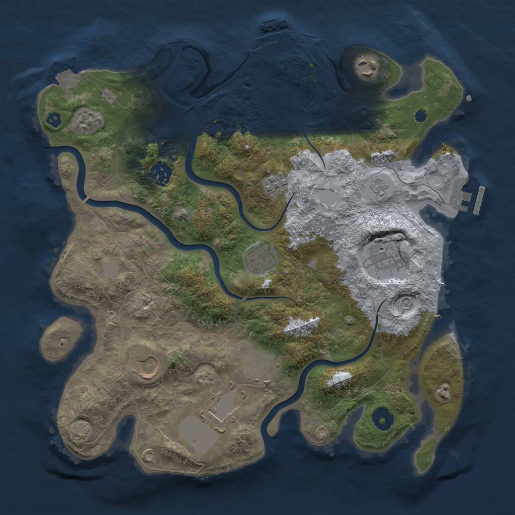 Rust Map: Procedural Map, Size: 3500, Seed: 415226814, 14 Monuments