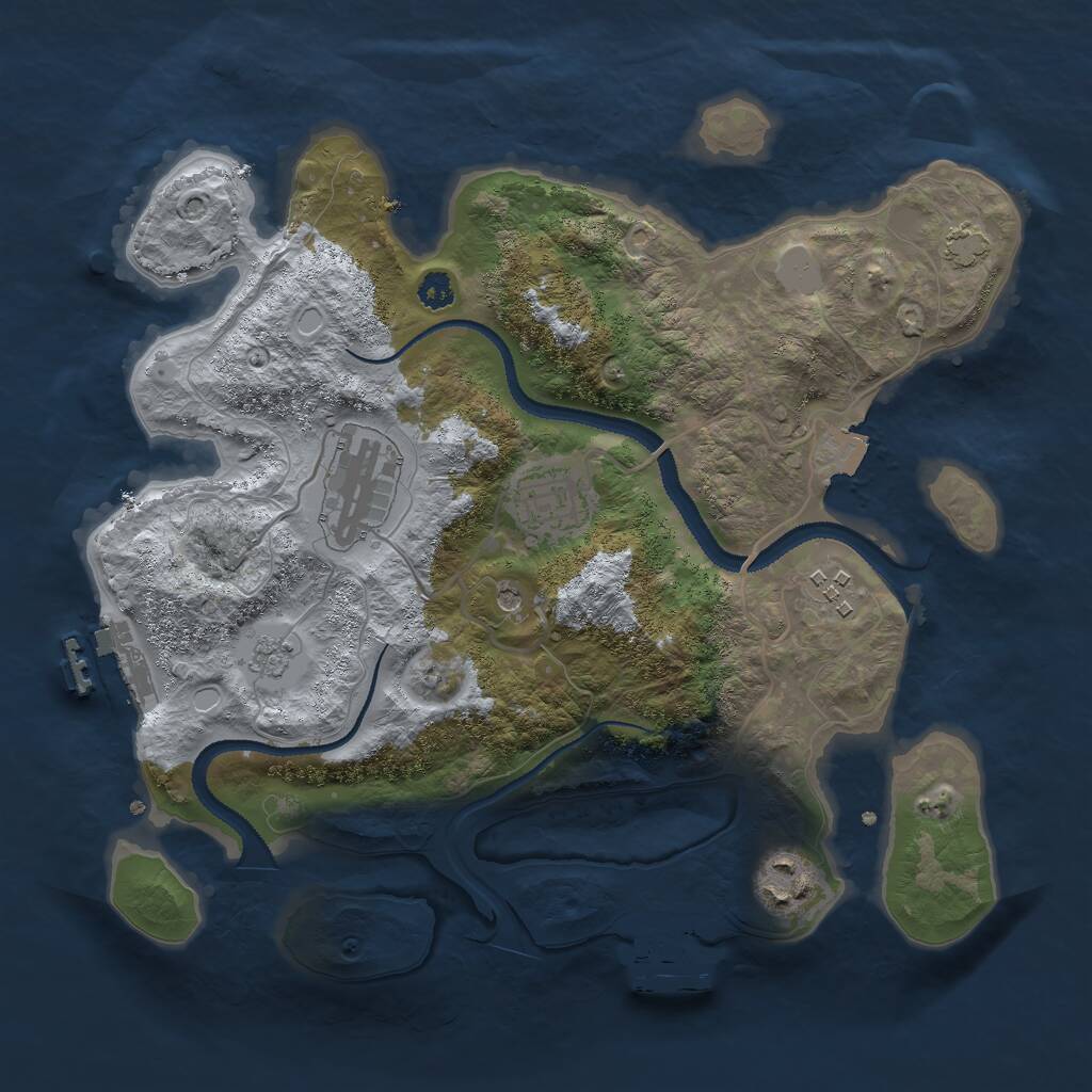 Rust Map: Procedural Map, Size: 3000, Seed: 1275098598, 10 Monuments