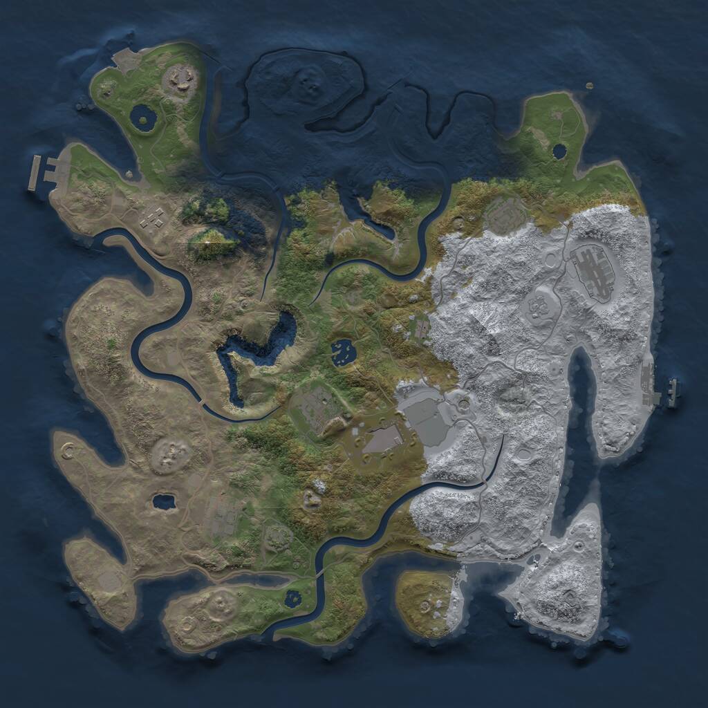 Rust Map: Procedural Map, Size: 4000, Seed: 566278628, 14 Monuments