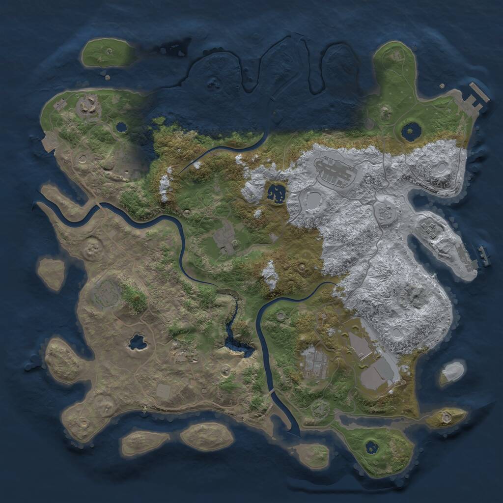 Rust Map: Procedural Map, Size: 4000, Seed: 409177724, 16 Monuments
