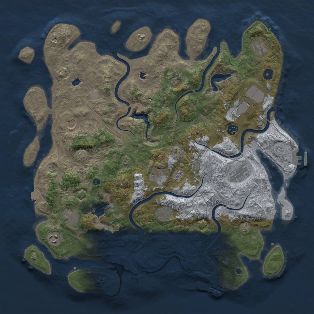Rust Map: Procedural Map, Size: 4500, Seed: 202607, 17 Monuments