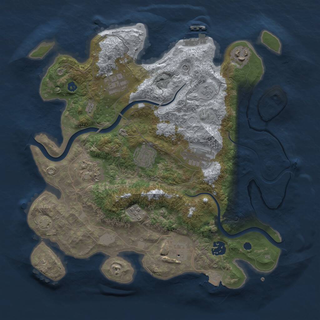 Rust Map: Procedural Map, Size: 3300, Seed: 698106881, 13 Monuments