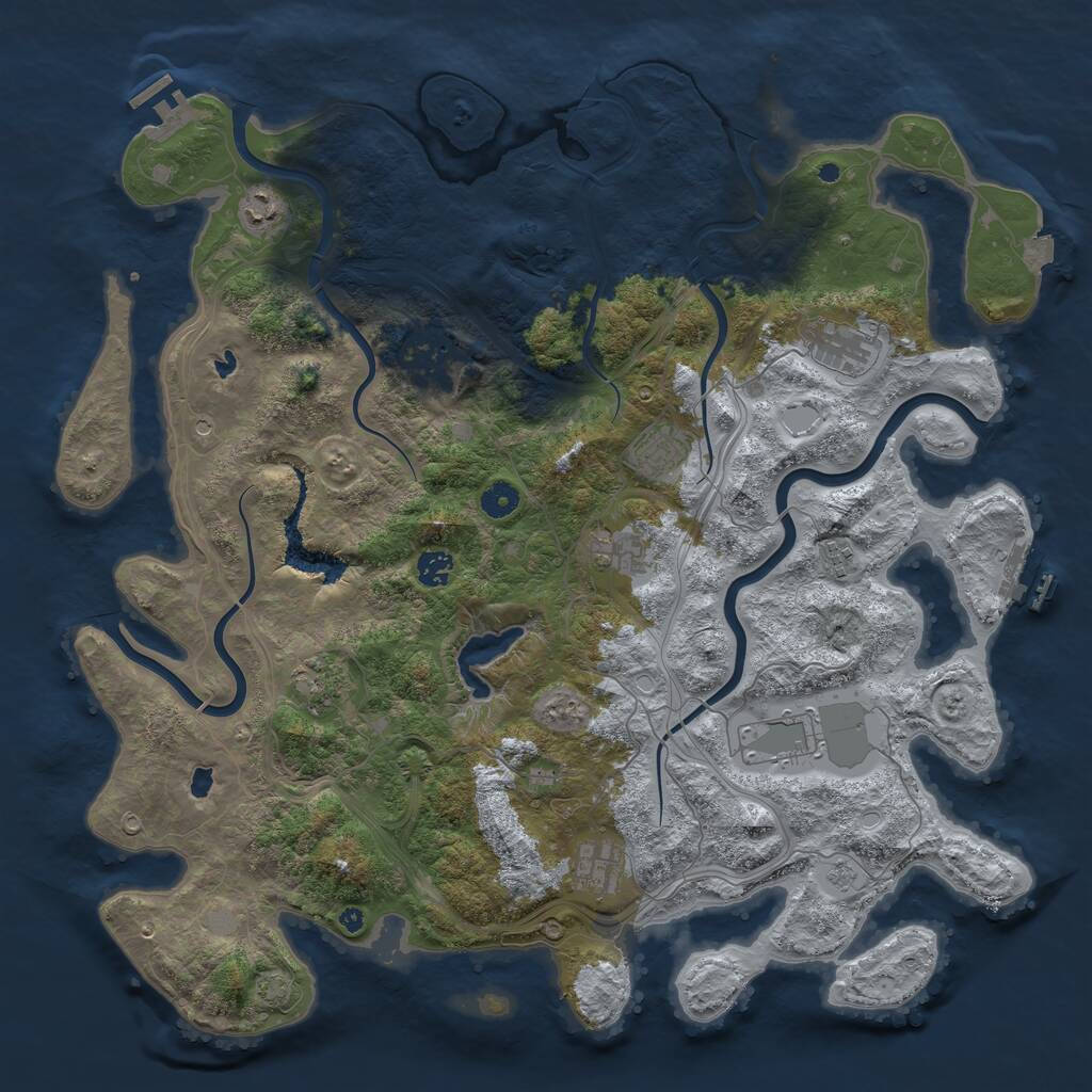 Rust Map: Procedural Map, Size: 4500, Seed: 847291, 16 Monuments