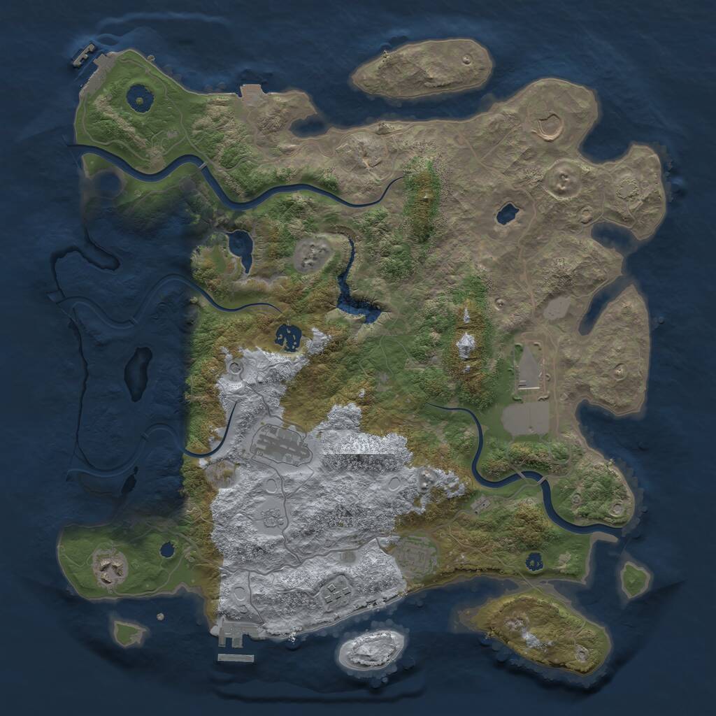 Rust Map: Procedural Map, Size: 4000, Seed: 679648640, 13 Monuments