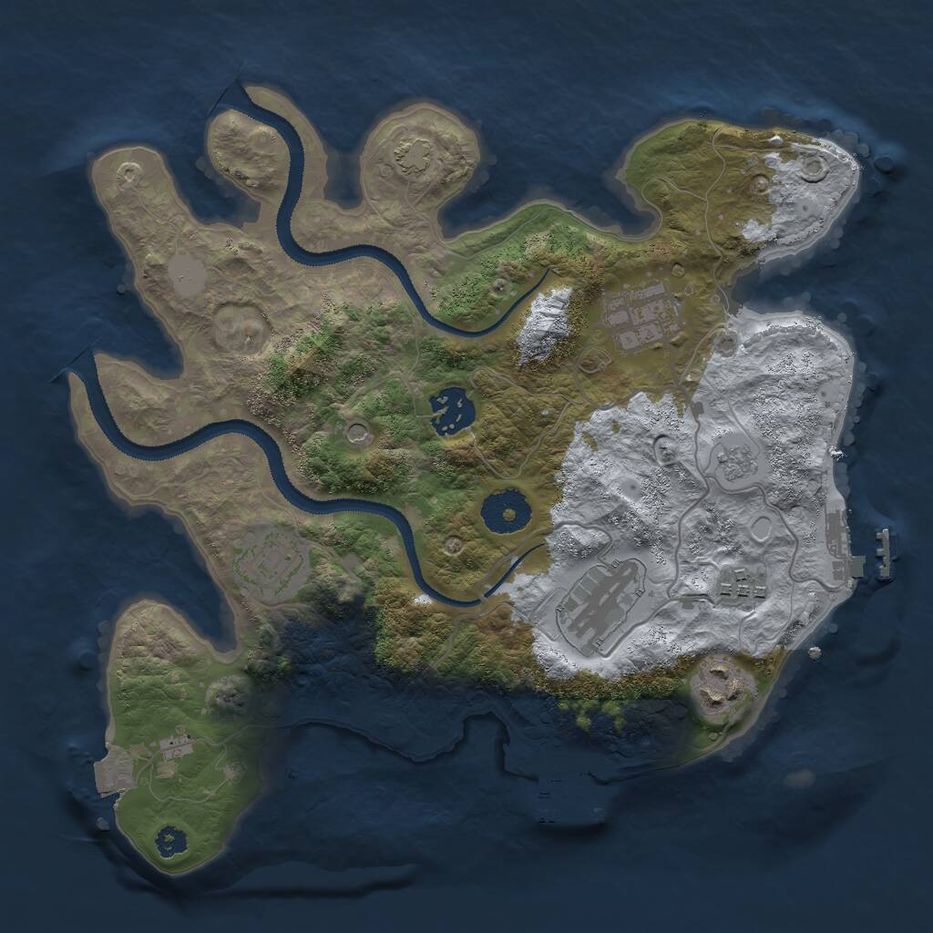 Rust Map: Procedural Map, Size: 3000, Seed: 387847924, 12 Monuments