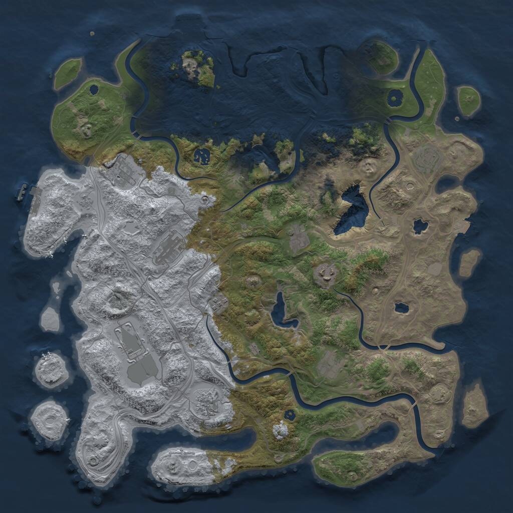 Rust Map: Procedural Map, Size: 4500, Seed: 202608, 16 Monuments