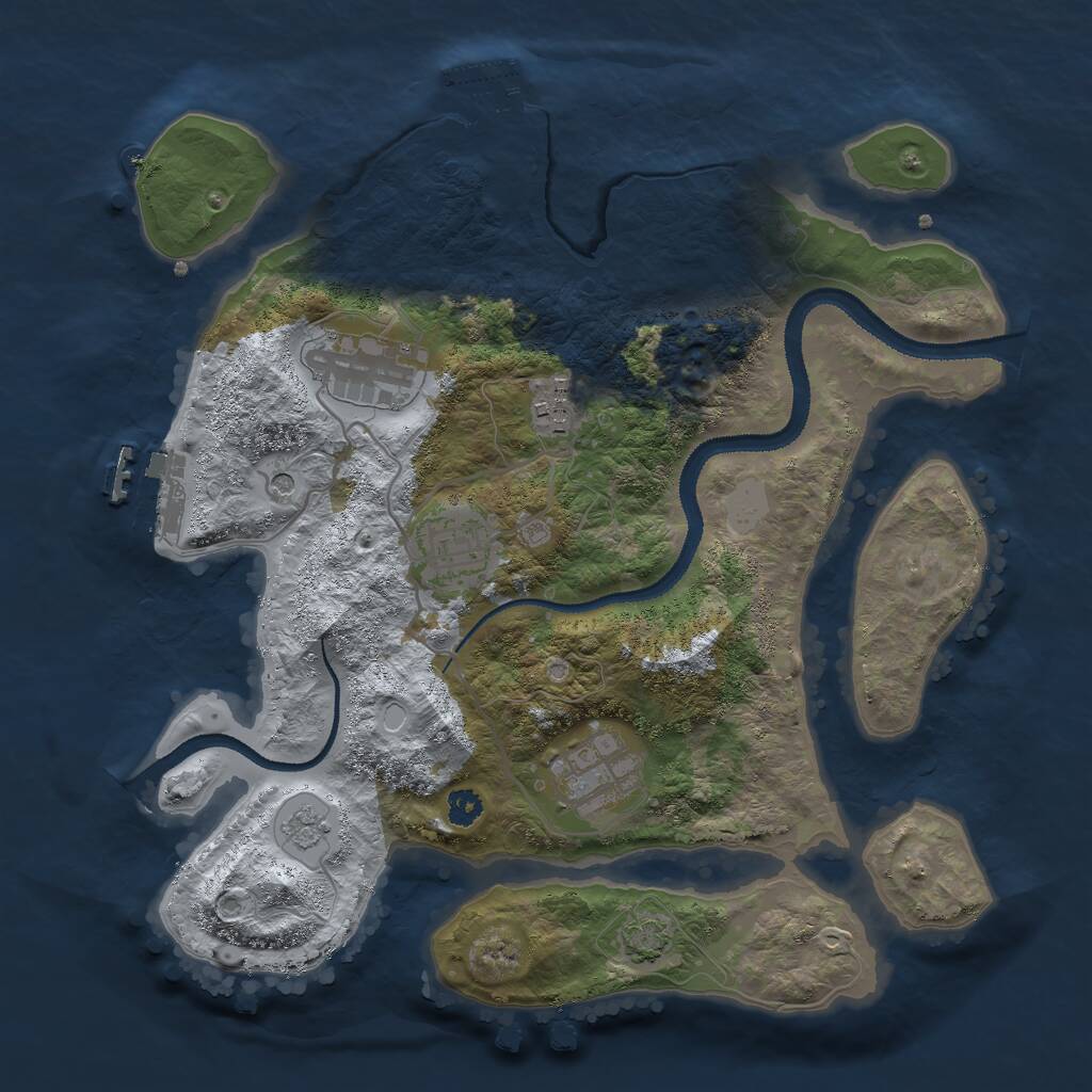 Rust Map: Procedural Map, Size: 3000, Seed: 1740417996, 10 Monuments
