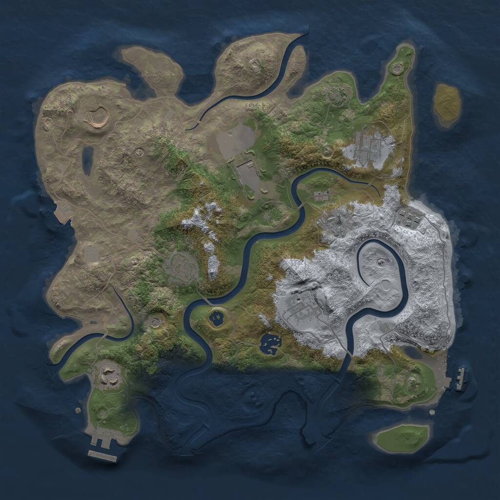 Rust Map: Procedural Map, Size: 3500, Seed: 610114280, 13 Monuments