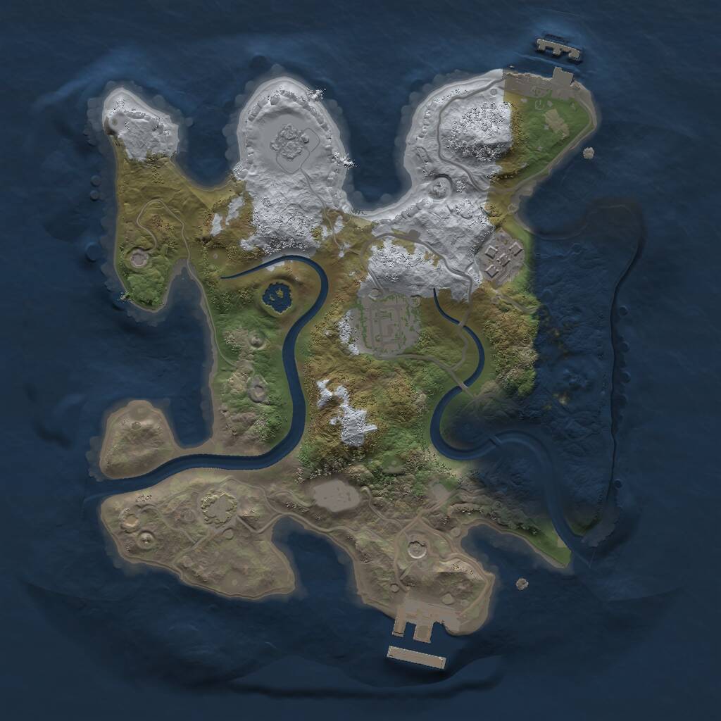 Rust Map: Procedural Map, Size: 2500, Seed: 965226394, 8 Monuments