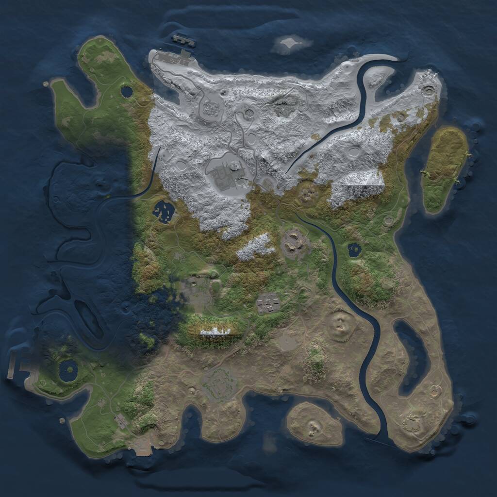 Rust Map: Procedural Map, Size: 3500, Seed: 567191886, 12 Monuments