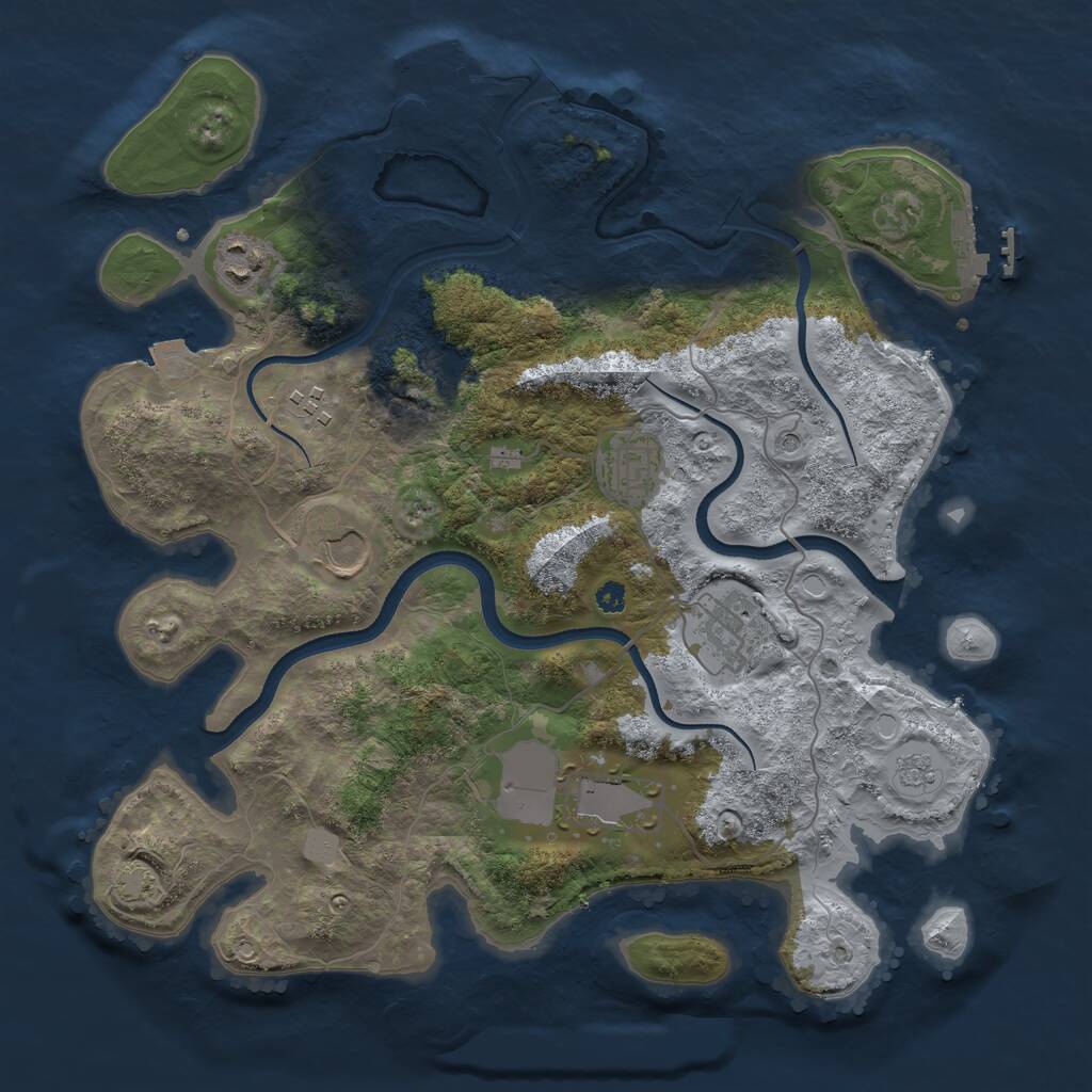 Rust Map: Procedural Map, Size: 3500, Seed: 1715518359, 12 Monuments