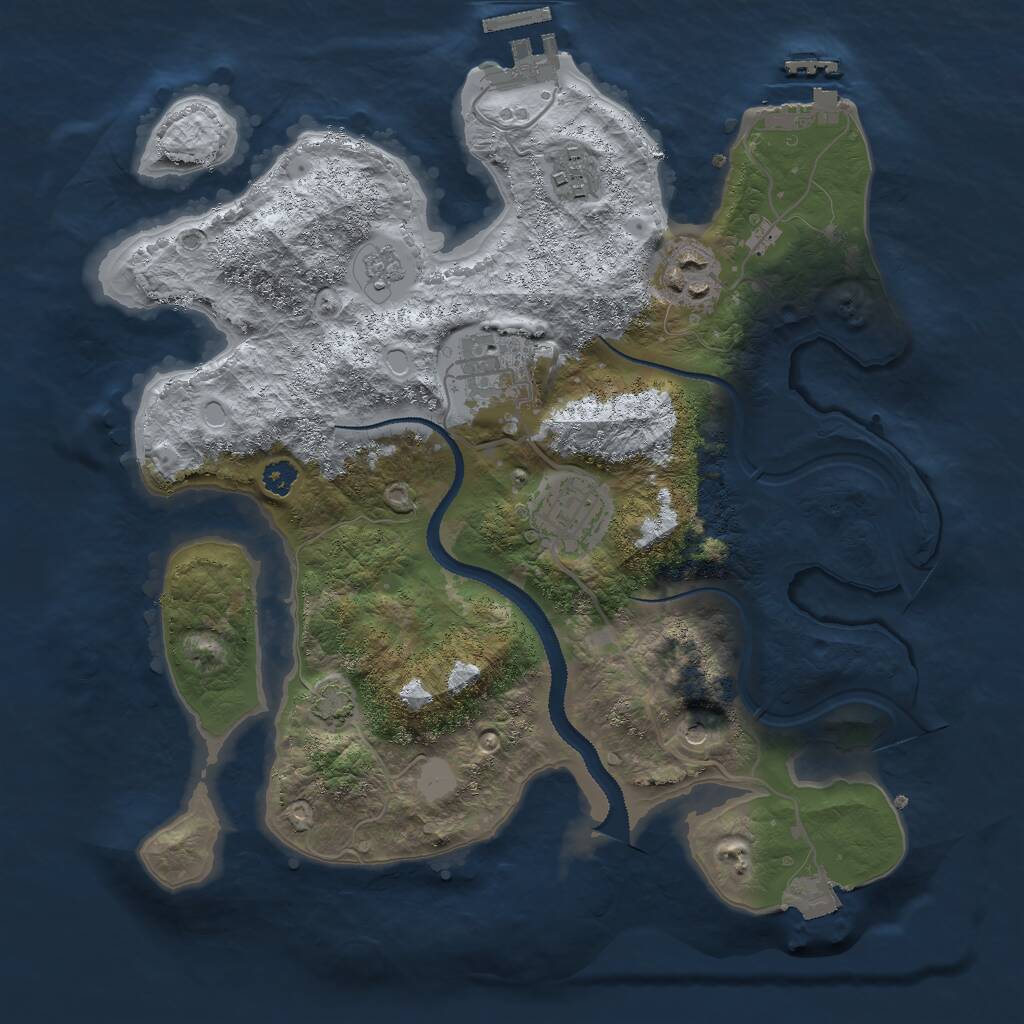 Rust Map: Procedural Map, Size: 3000, Seed: 1410571168, 10 Monuments
