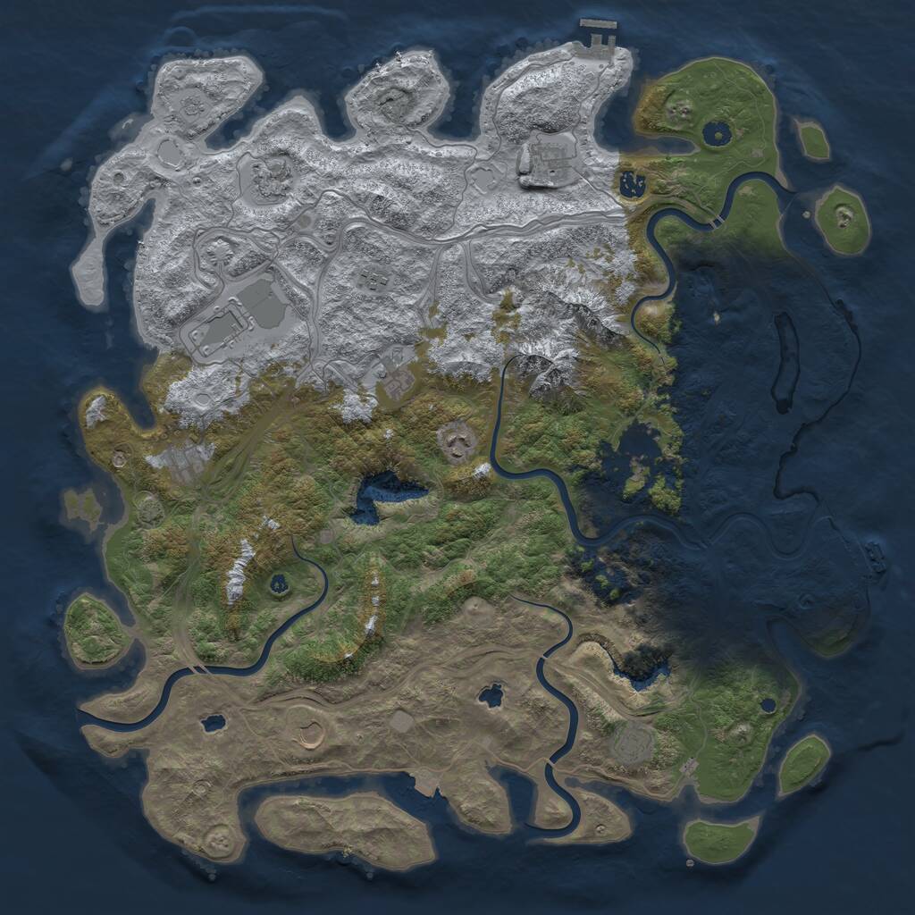 Rust Map: Procedural Map, Size: 5000, Seed: 2127835160, 17 Monuments