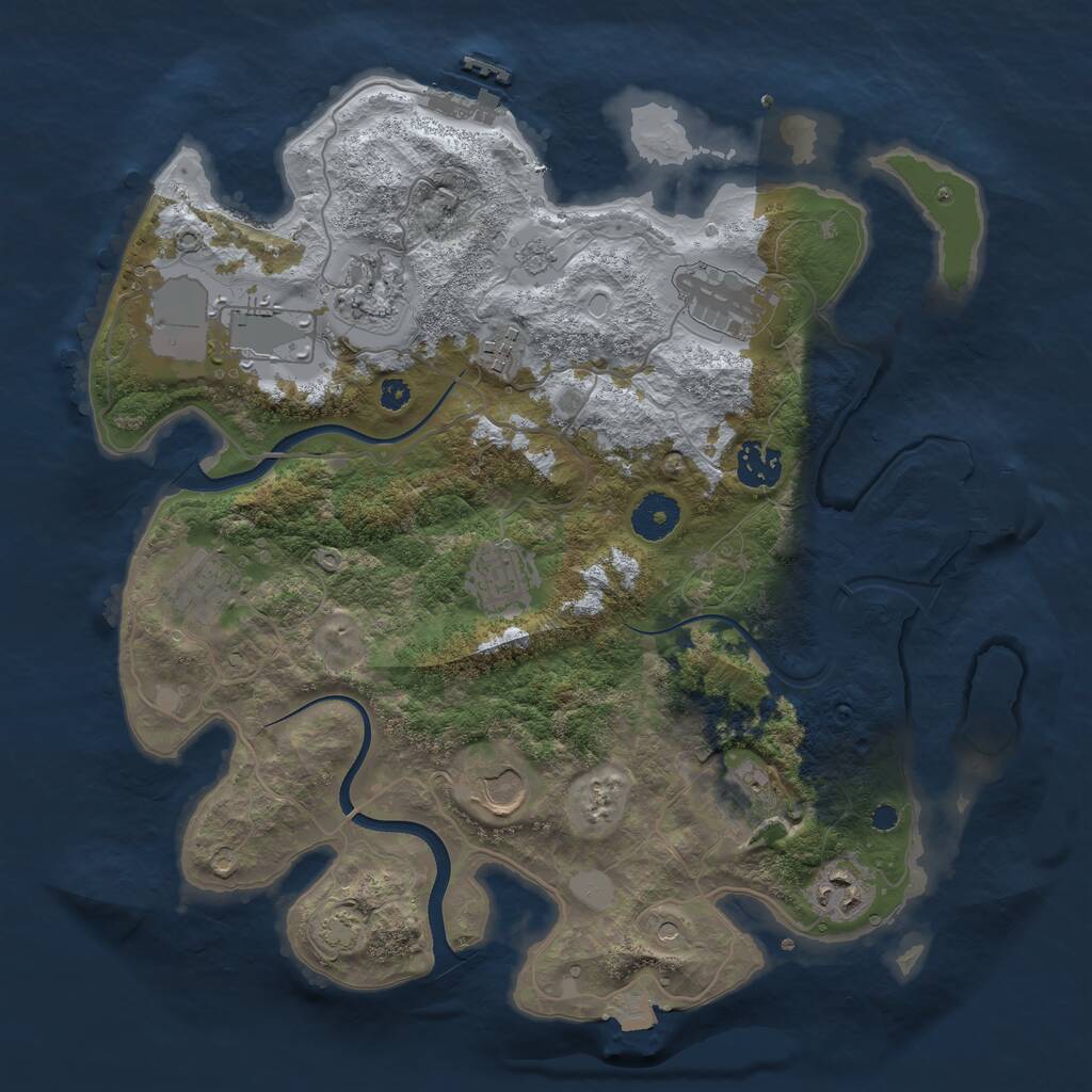 Rust Map: Procedural Map, Size: 3500, Seed: 455445, 16 Monuments