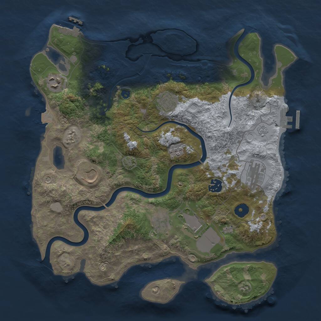 Rust Map: Procedural Map, Size: 3500, Seed: 255168017, 14 Monuments