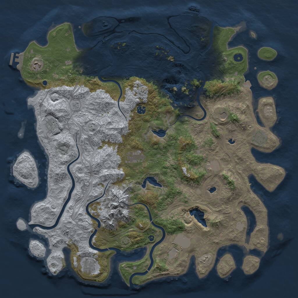 Rust Map: Procedural Map, Size: 5000, Seed: 454464781, 16 Monuments