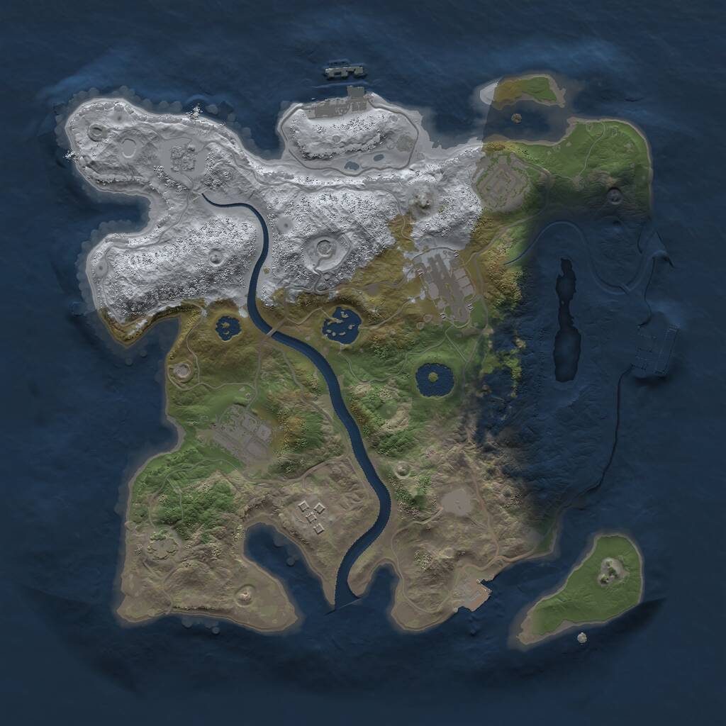 Rust Map: Procedural Map, Size: 3000, Seed: 64587, 11 Monuments