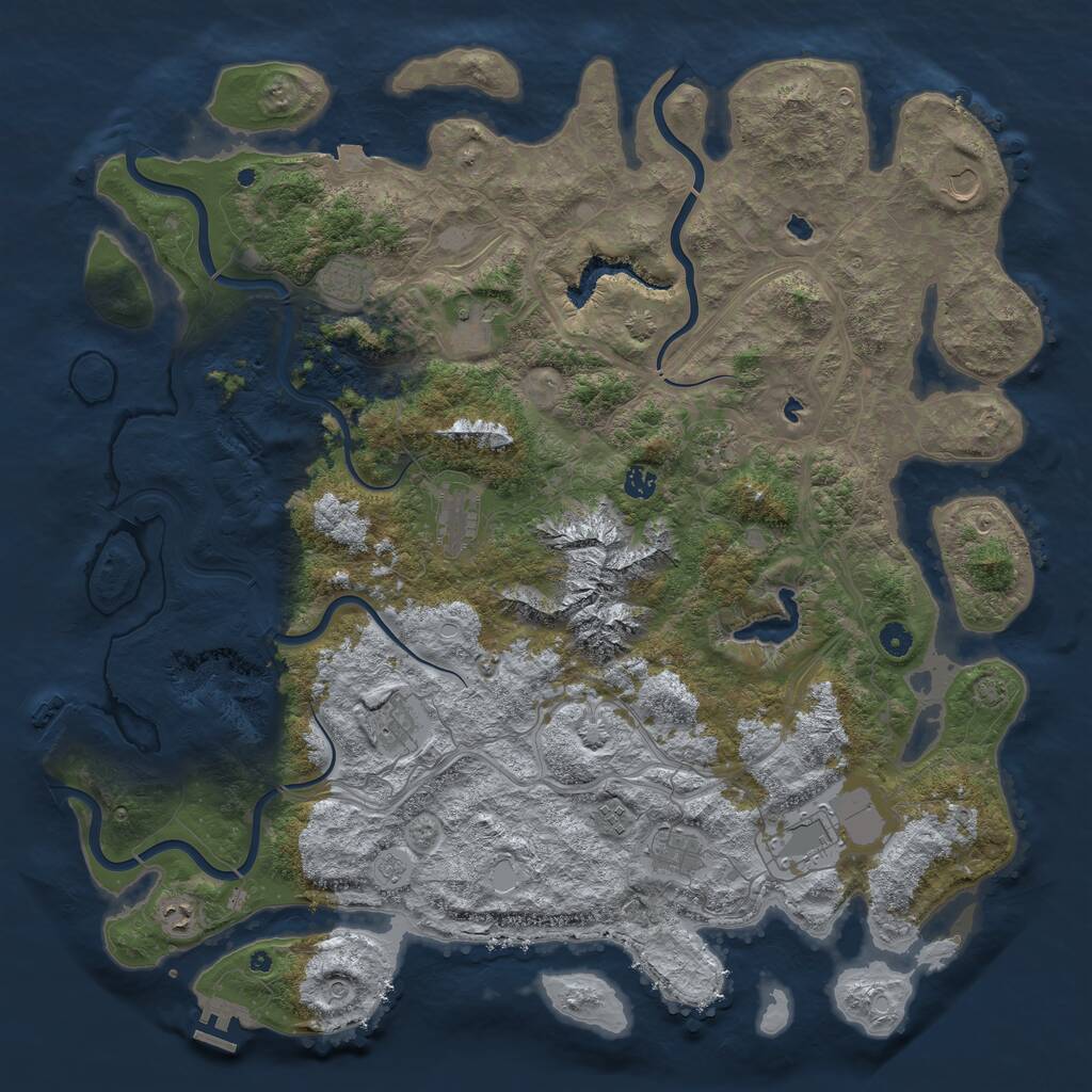 Rust Map: Procedural Map, Size: 5000, Seed: 1761374328, 17 Monuments