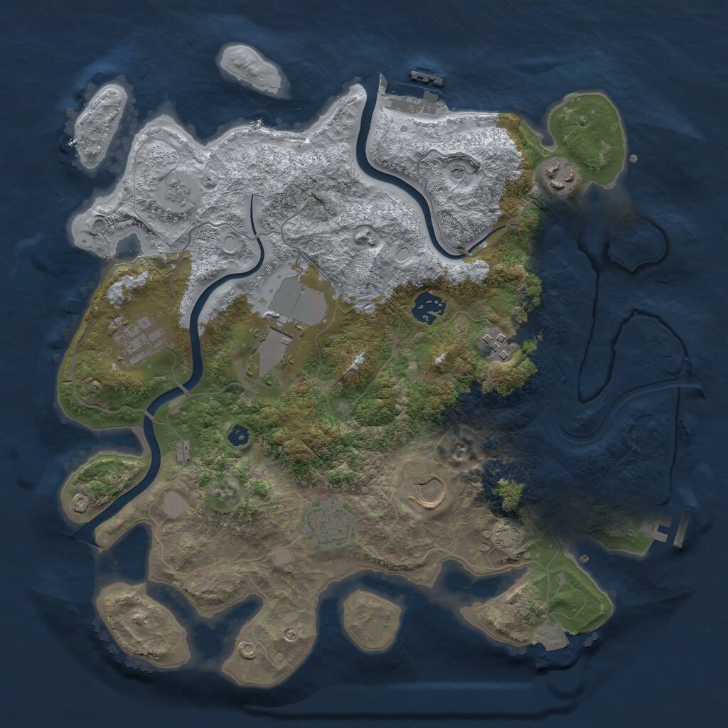 Rust Map: Procedural Map, Size: 3500, Seed: 2082615131, 13 Monuments