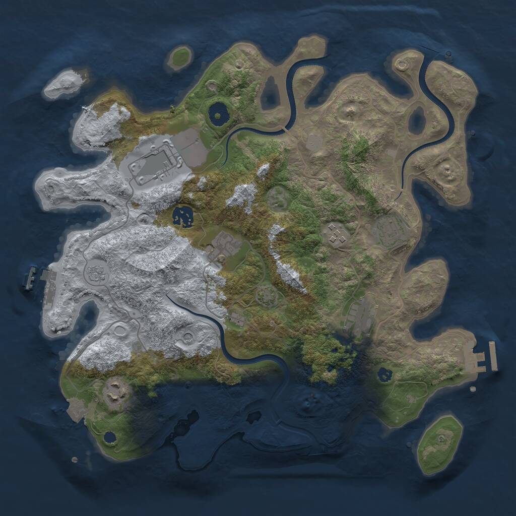 Rust Map: Procedural Map, Size: 3500, Seed: 287264410, 13 Monuments