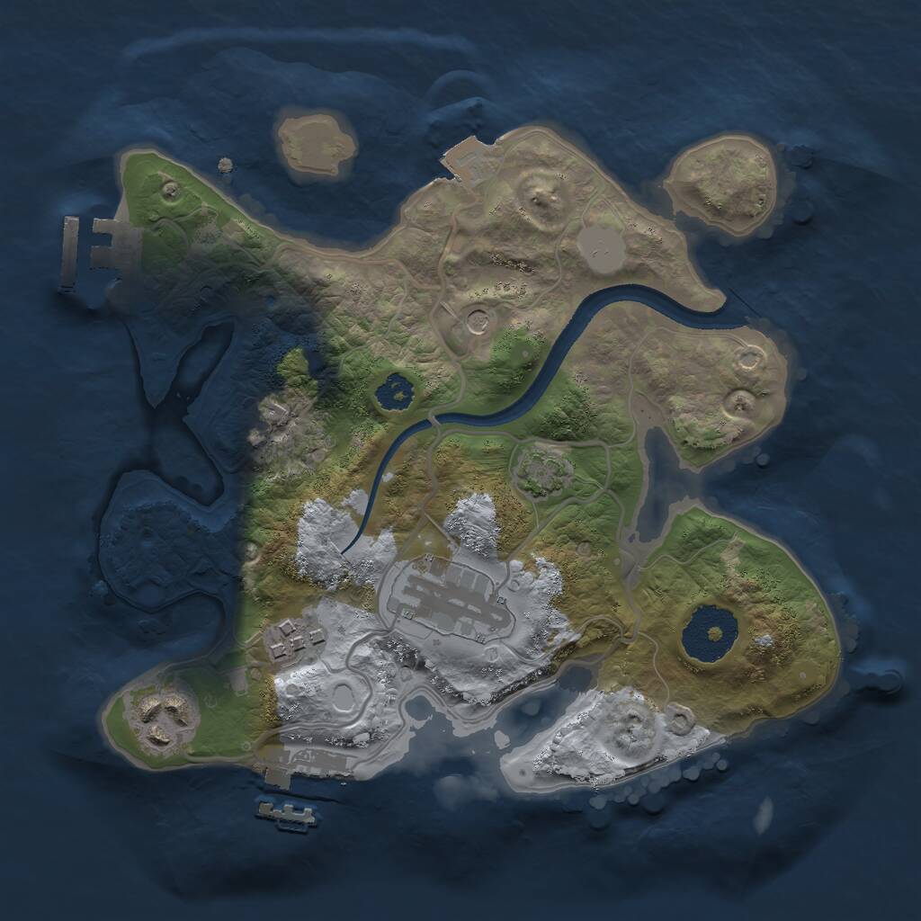 Rust Map: Procedural Map, Size: 2500, Seed: 1321247312, 8 Monuments