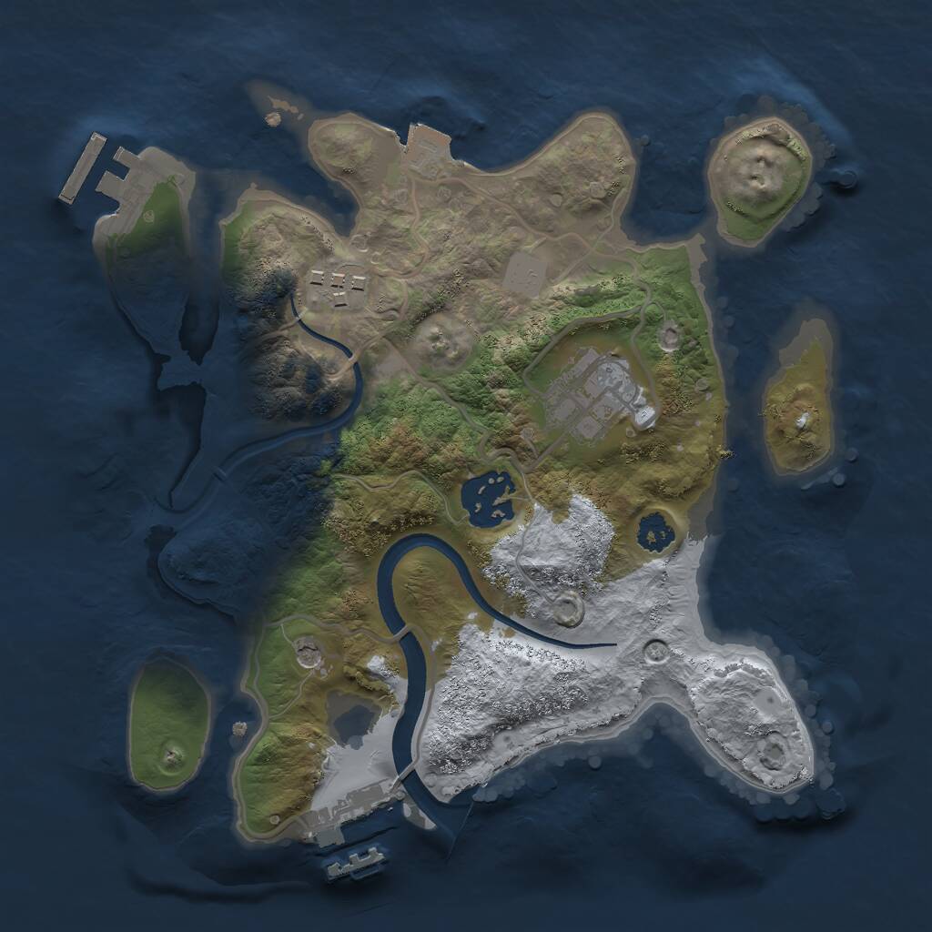 Rust Map: Procedural Map, Size: 2500, Seed: 696686969, 7 Monuments
