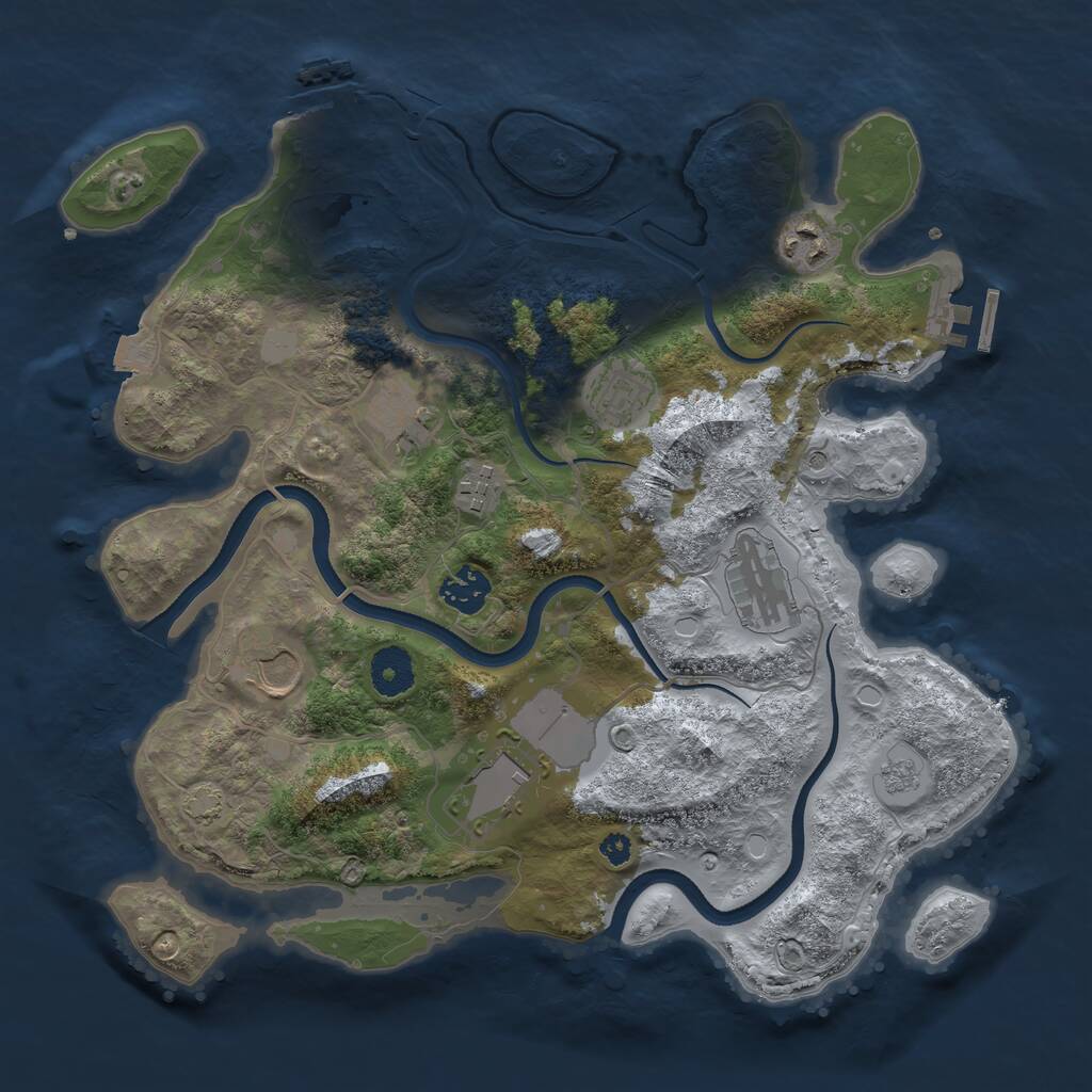 Rust Map: Procedural Map, Size: 3500, Seed: 2315474, 14 Monuments