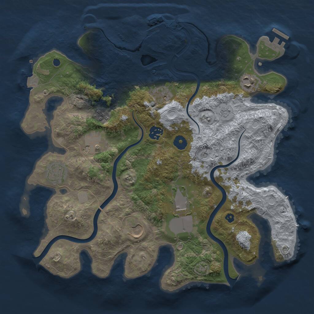 Rust Map: Procedural Map, Size: 3500, Seed: 640186446, 14 Monuments