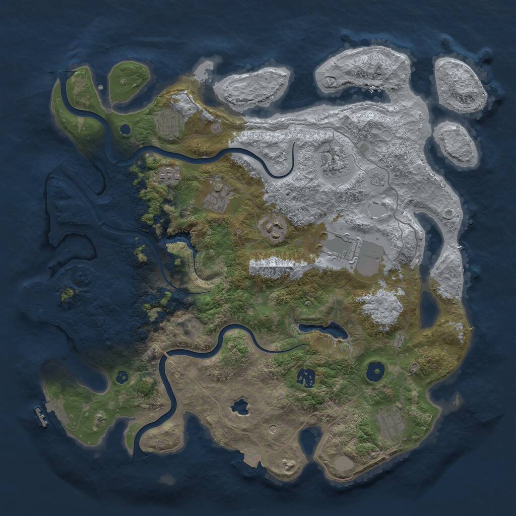 Rust Map: Procedural Map, Size: 4000, Seed: 82129441, 14 Monuments