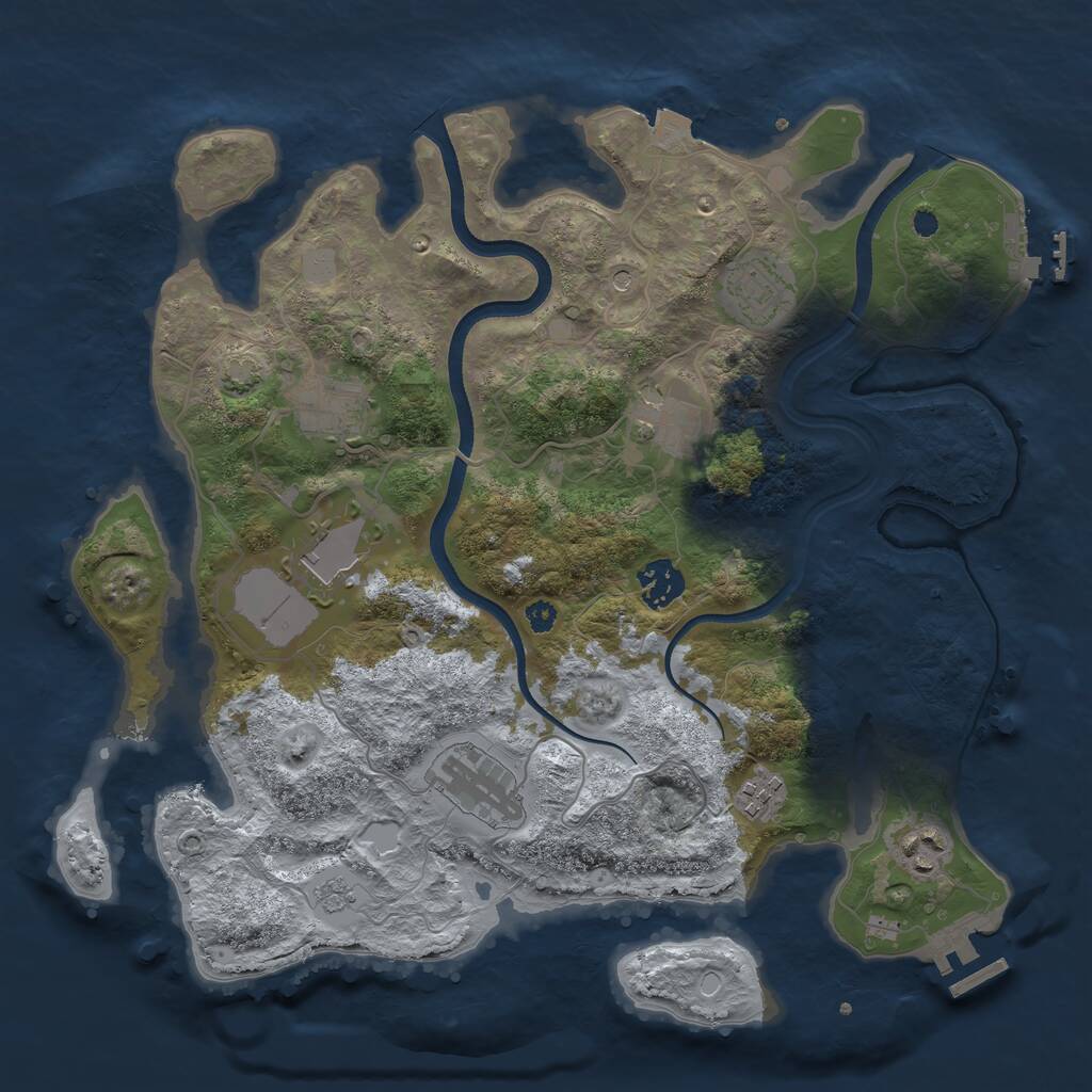 Rust Map: Procedural Map, Size: 3500, Seed: 1844904413, 14 Monuments