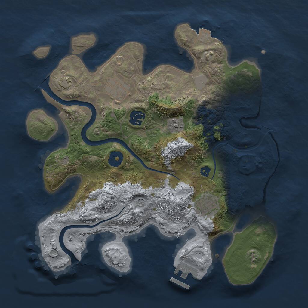 Rust Map: Procedural Map, Size: 3000, Seed: 488066978, 8 Monuments