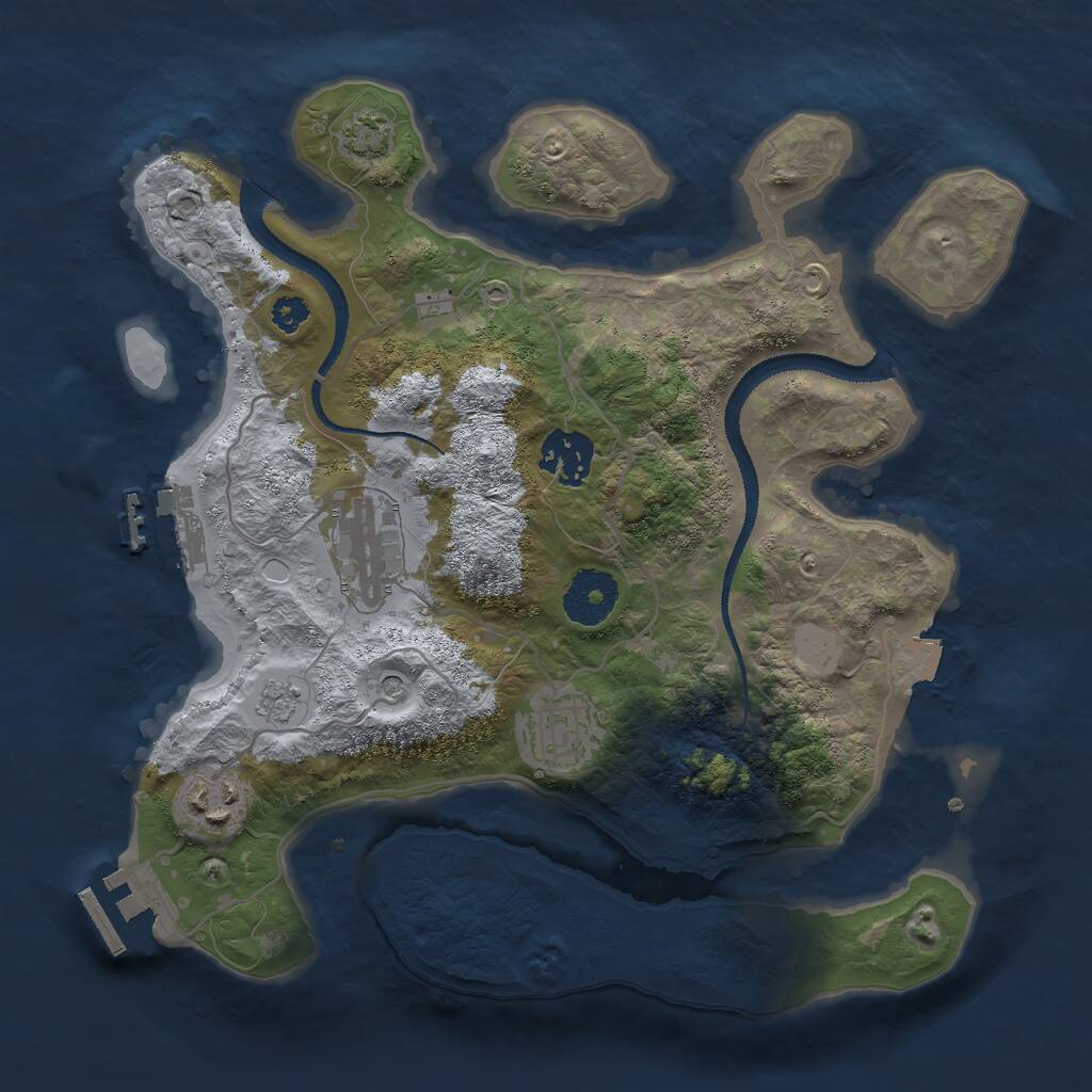 Rust Map: Procedural Map, Size: 3000, Seed: 11921243, 10 Monuments