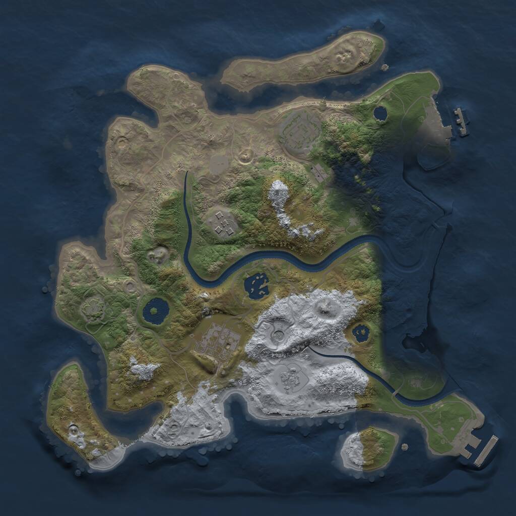 Rust Map: Procedural Map, Size: 3000, Seed: 175536021, 10 Monuments