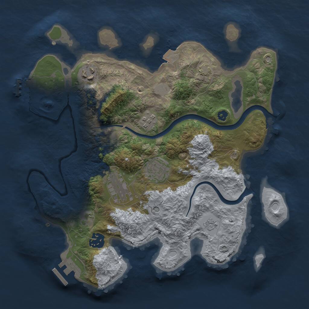 Rust Map: Procedural Map, Size: 3000, Seed: 41387, 11 Monuments