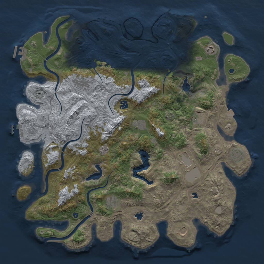 Rust Map: Procedural Map, Size: 4500, Seed: 1354, 16 Monuments