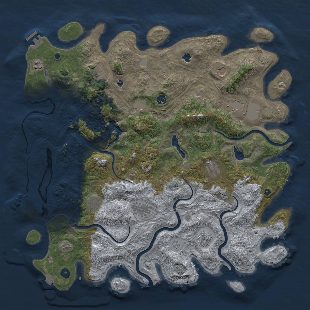 Rust Map: Procedural Map, Size: 4800, Seed: 2142466453, 17 Monuments