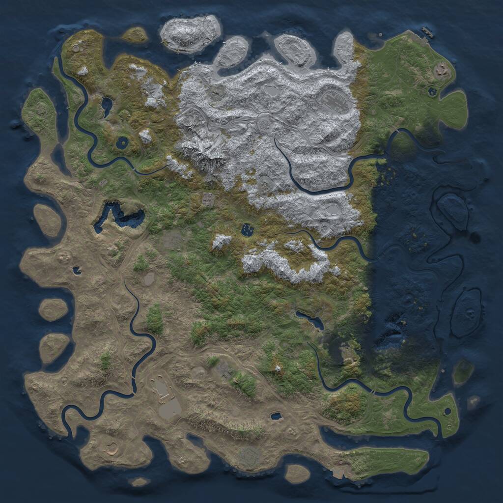 Rust Map: Procedural Map, Size: 6000, Seed: 2128315496, 17 Monuments