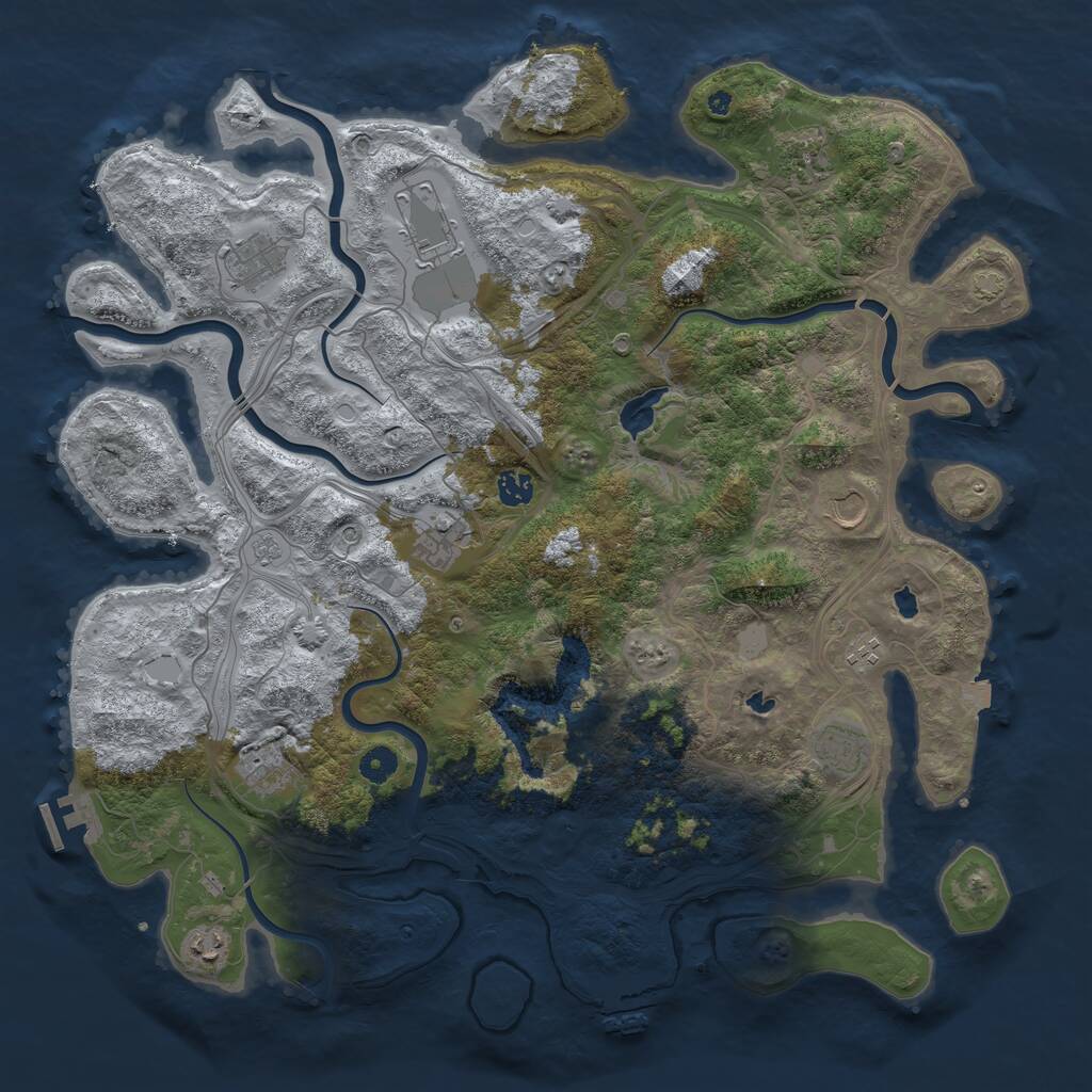 Rust Map: Procedural Map, Size: 4500, Seed: 553214254, 16 Monuments