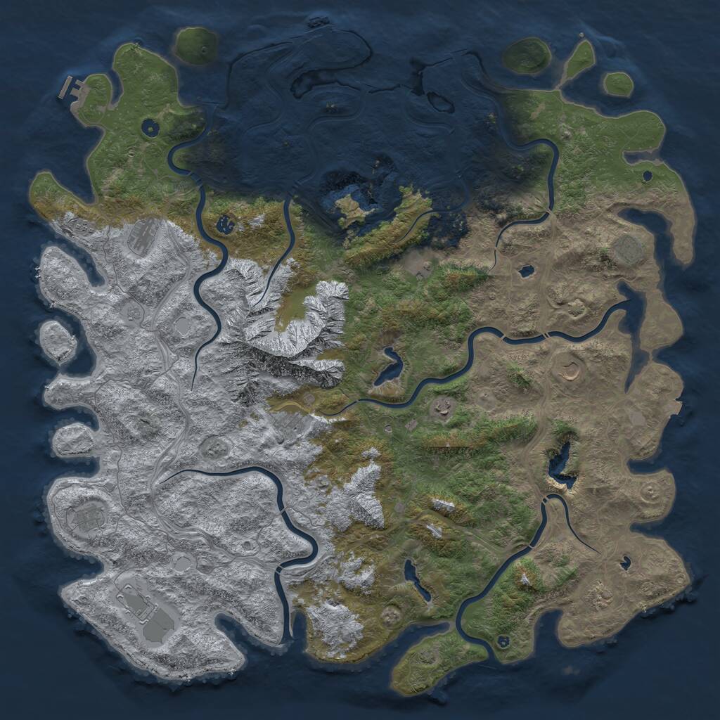 Rust Map: Procedural Map, Size: 6000, Seed: 709419278, 17 Monuments
